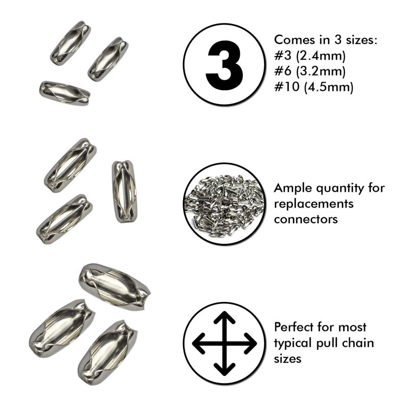 Millennial Essentials Ball Chain Connector Clasps 300 Pieces Number 3 Connectors Fits 2.4mm Beaded Ball Chain - Image 2